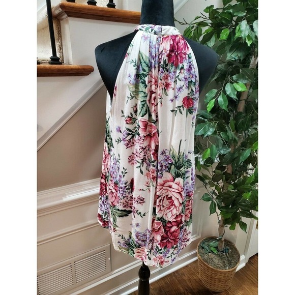 Forever 21 Women White Floral Rayon Halter Neck Sleeveless Knee Length Dress M - Picture 7 of 10